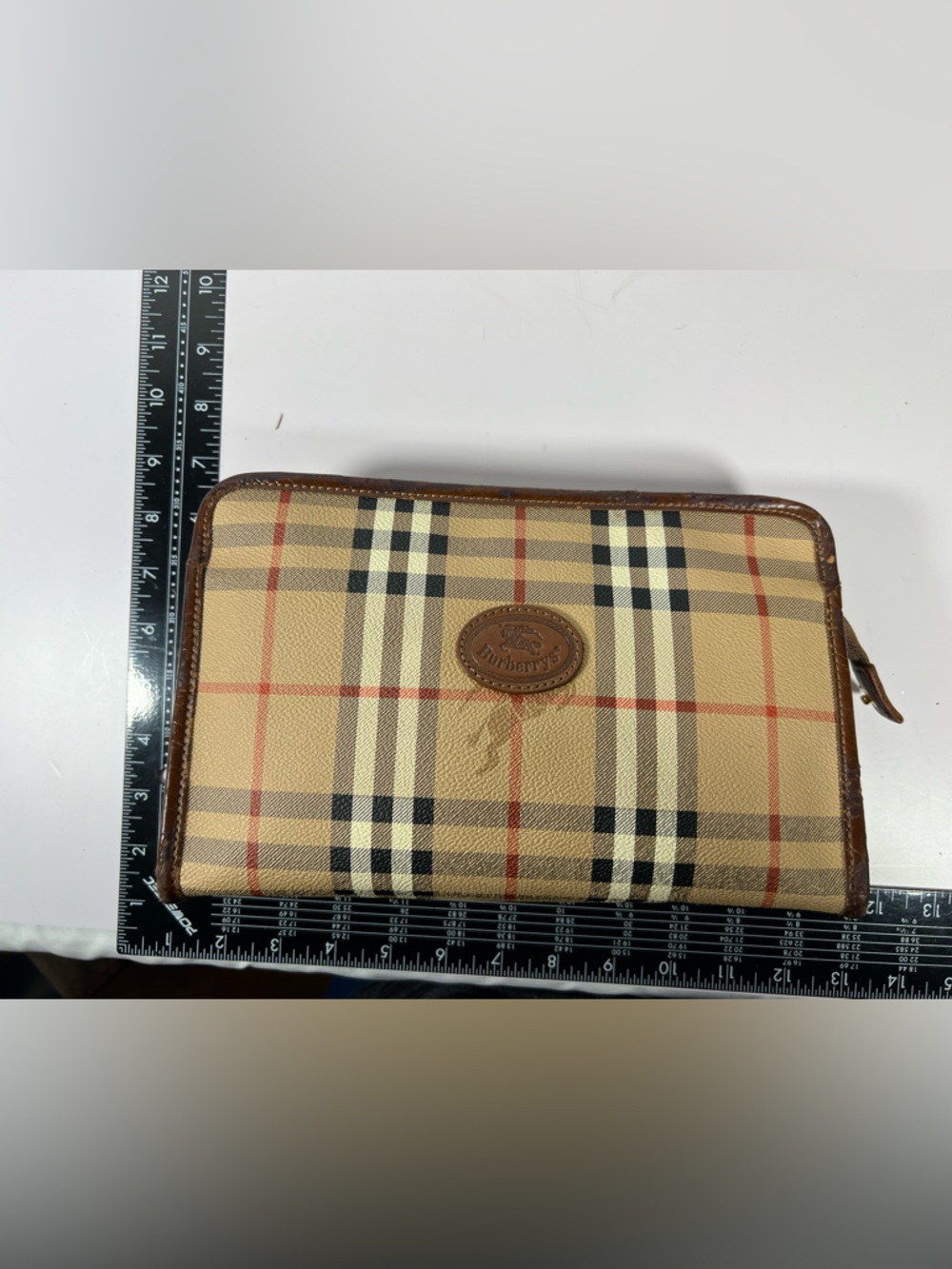 3081: Burberrys Vintage Nova Check Folio Clutch Organizer Italy - Picture 12 of 13
